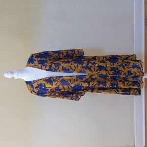 3/$20🌟 H&M Mustard Floral Sheer 3/4 Sleeve Kimono Swim Coverup Sized XS